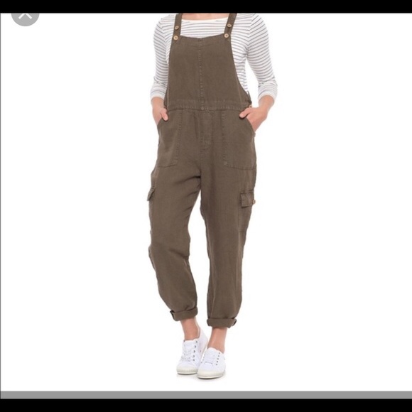 nicole miller linen overalls